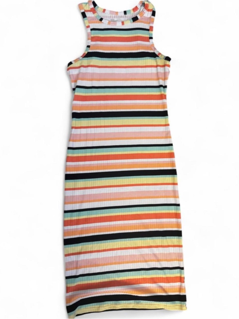 No Boundaries Multicolor Striped Ribbed Tank Dress